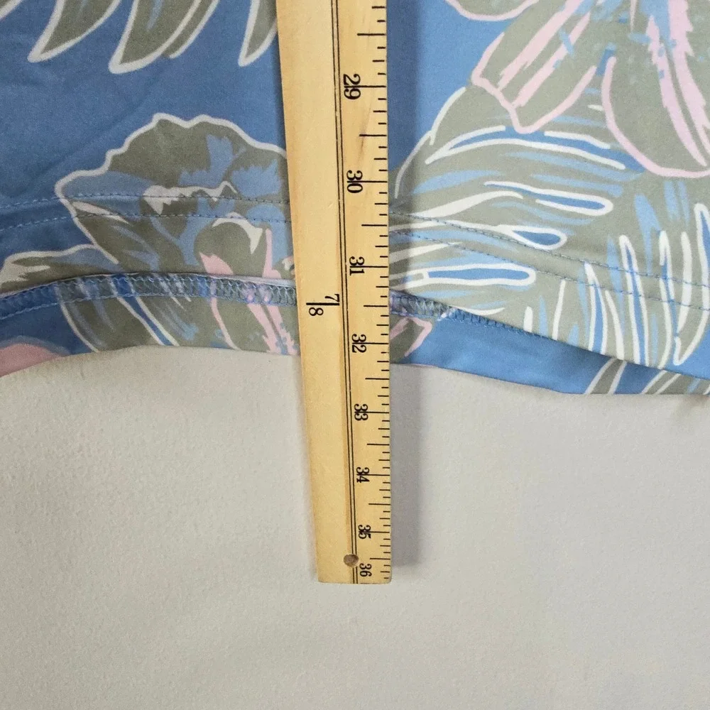 Chubbies Mens XXL Performance Polo‎ Shirt Blue Tropical Floral Hibiscus Stretch